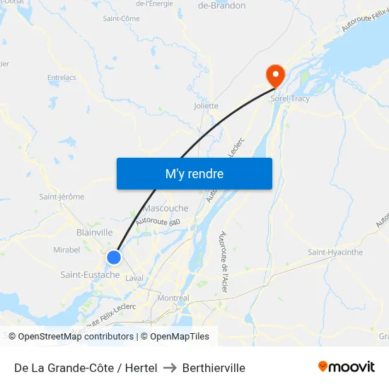 De La Grande-Côte / Hertel to Berthierville map