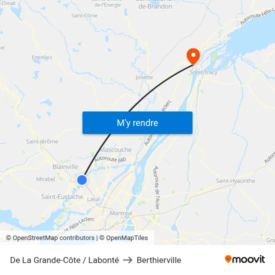 De La Grande-Côte / Labonté to Berthierville map