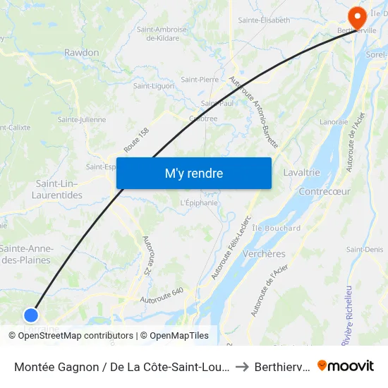Montée Gagnon / De La Côte-Saint-Louis Est to Berthierville map