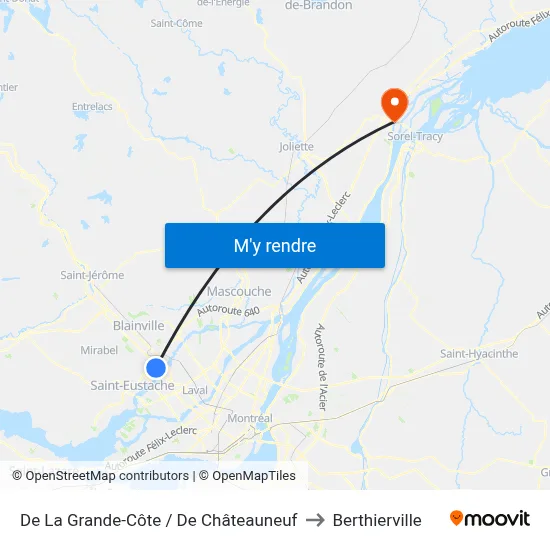 De La Grande-Côte / De Châteauneuf to Berthierville map