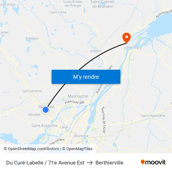 Du Curé-Labelle / 71e Avenue Est to Berthierville map