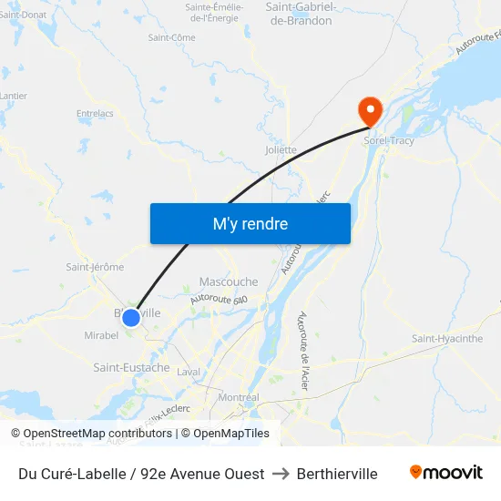 Du Curé-Labelle / 92e Avenue Ouest to Berthierville map