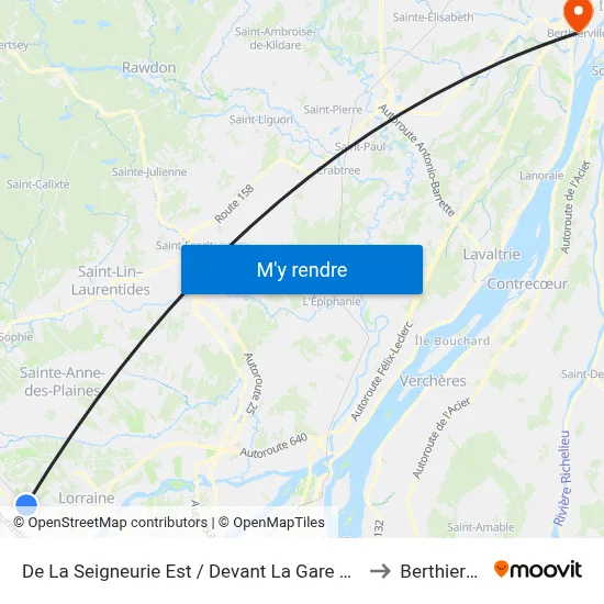 De La Seigneurie Est / Devant La Gare Blainville to Berthierville map