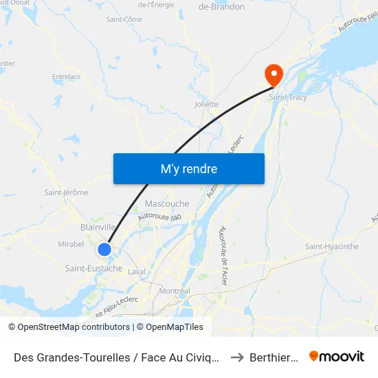 Des Grandes-Tourelles / Face Au Civique 3600 to Berthierville map