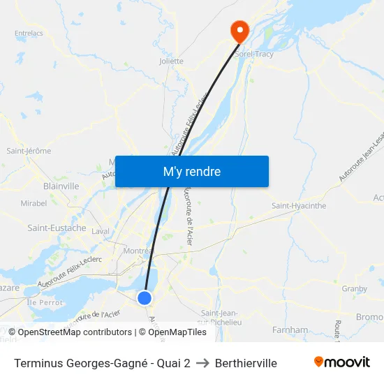 Terminus Georges-Gagné - Quai 2 to Berthierville map