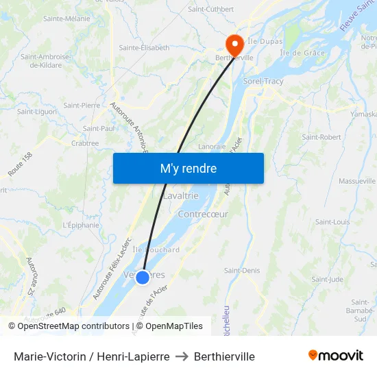 Marie-Victorin / Henri-Lapierre to Berthierville map