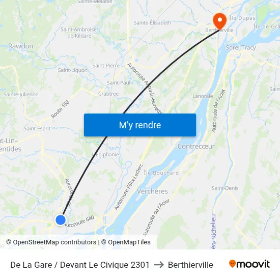 De La Gare / Devant Le Civique 2301 to Berthierville map