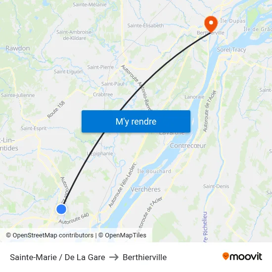Sainte-Marie / De La Gare to Berthierville map