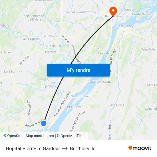 Hôpital Pierre-Le Gardeur to Berthierville map