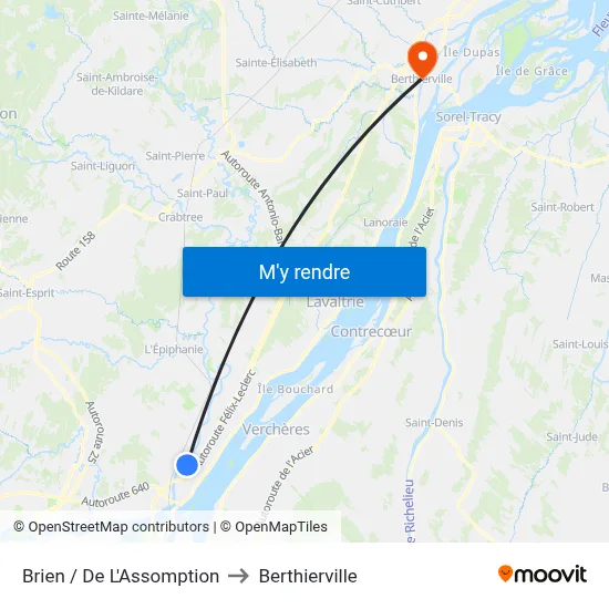 Brien / De L'Assomption to Berthierville map
