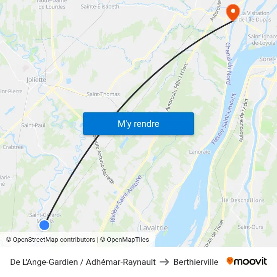 De L'Ange-Gardien / Adhémar-Raynault to Berthierville map