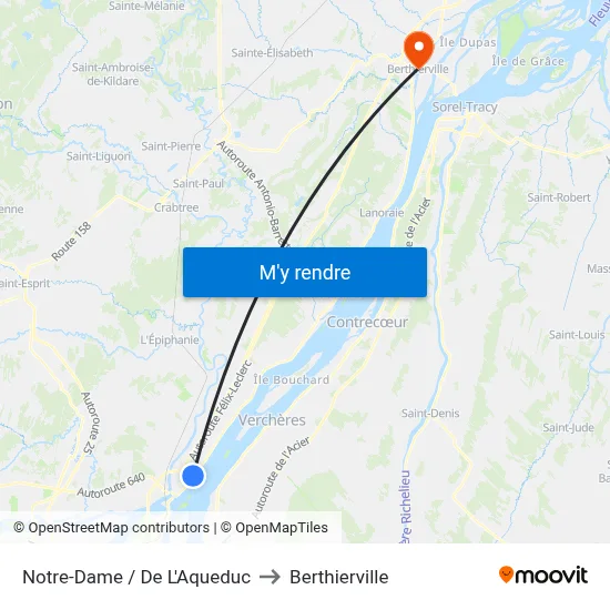 Notre-Dame / De L'Aqueduc to Berthierville map