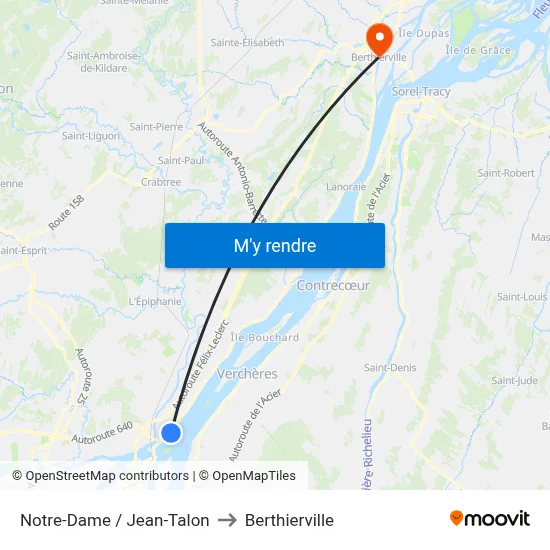 Notre-Dame / Jean-Talon to Berthierville map