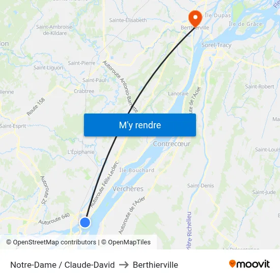Notre-Dame / Claude-David to Berthierville map