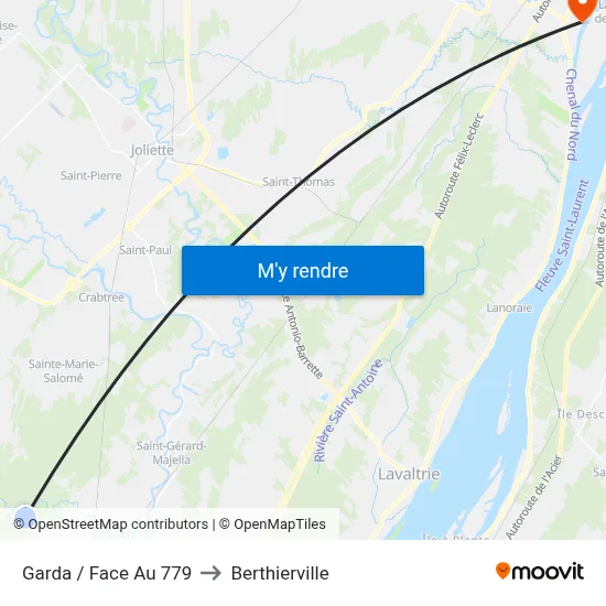 Garda / Face Au 779 to Berthierville map