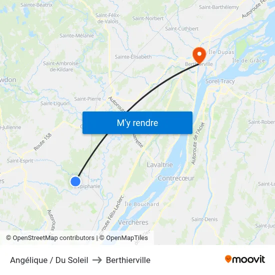 Angélique / Du Soleil to Berthierville map