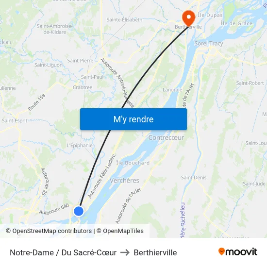 Notre-Dame / Du Sacré-Cœur to Berthierville map