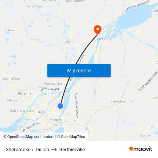 Sherbrooke / Taillon to Berthierville map