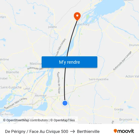 De Périgny / Face Au Civique 500 to Berthierville map