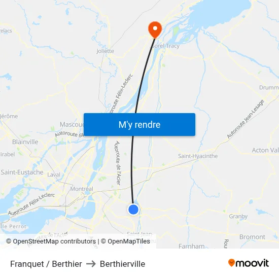Franquet / Berthier to Berthierville map