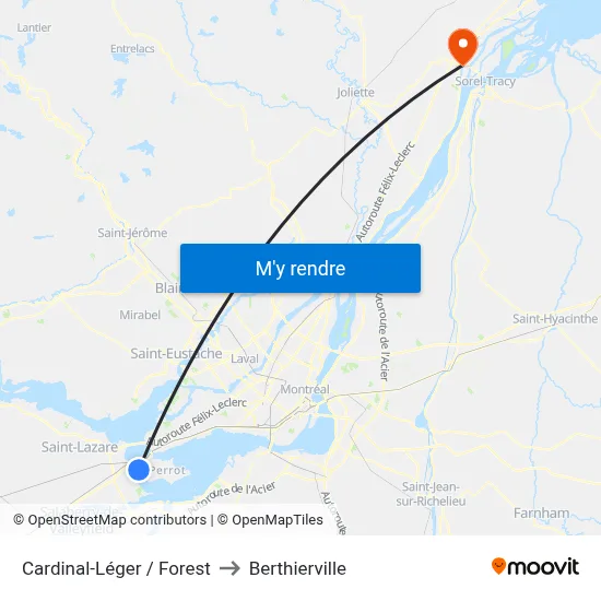 Cardinal-Léger / Forest to Berthierville map