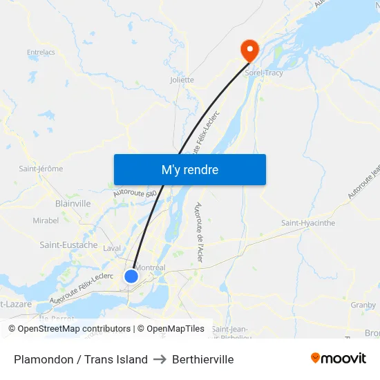 Plamondon / Trans Island to Berthierville map