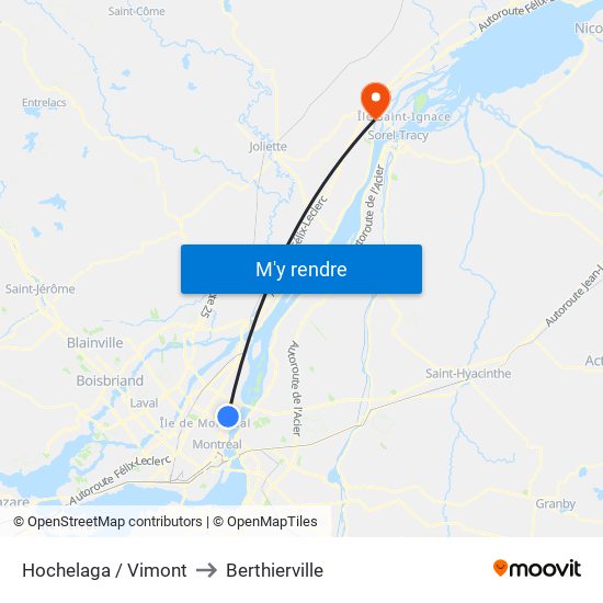 Hochelaga / Vimont to Berthierville map