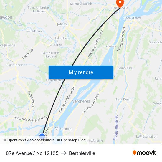 87e Avenue / No 12125 to Berthierville map