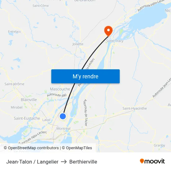 Jean-Talon / Langelier to Berthierville map