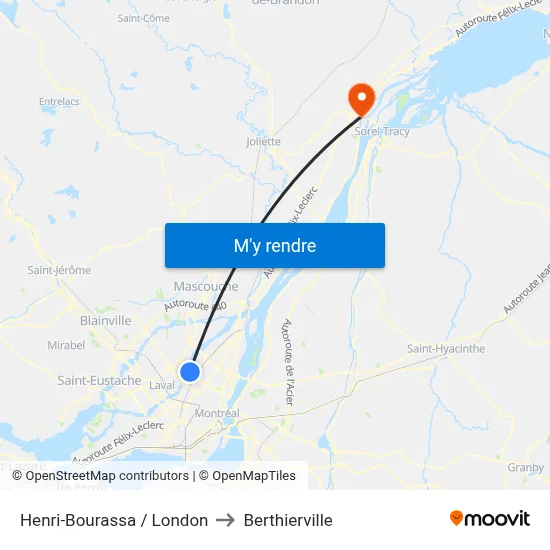 Henri-Bourassa / London to Berthierville map