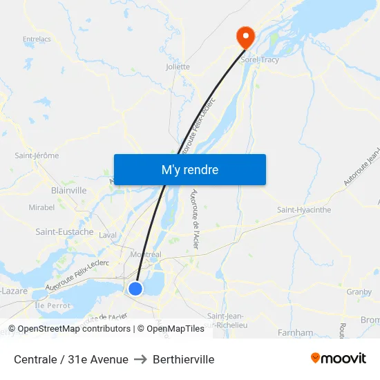 Centrale / 31e Avenue to Berthierville map
