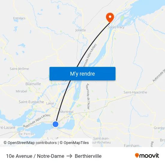 10e Avenue / Notre-Dame to Berthierville map