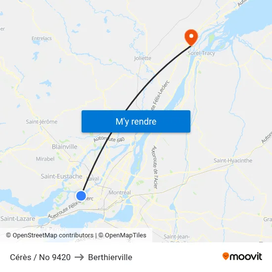 Cérès / No 9420 to Berthierville map