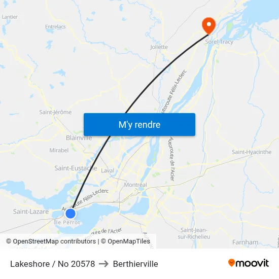 Lakeshore / No 20578 to Berthierville map