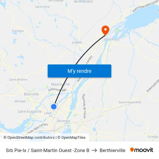 Srb Pie-Ix / Saint-Martin Ouest -Zone B to Berthierville map