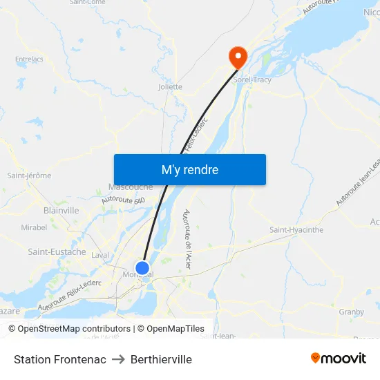 Station Frontenac to Berthierville map