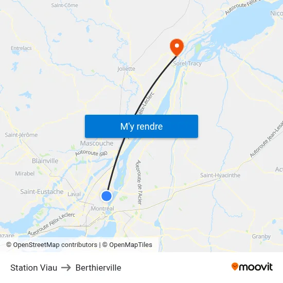 Station Viau to Berthierville map