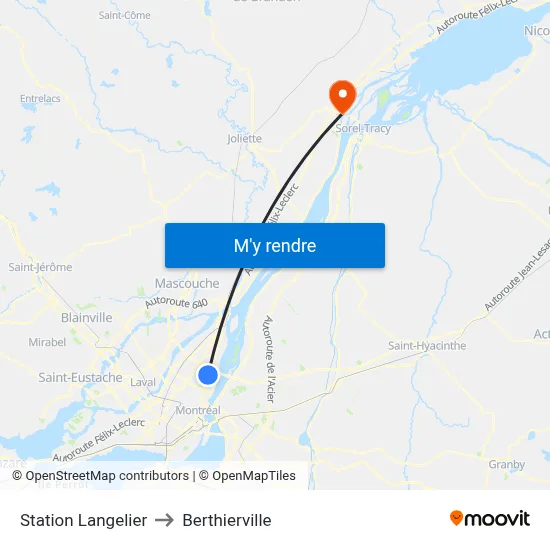 Station Langelier to Berthierville map