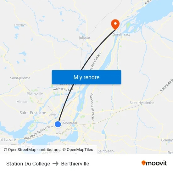 Station Du Collège to Berthierville map