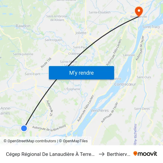 Cégep Régional De Lanaudière À Terrebonne to Berthierville map