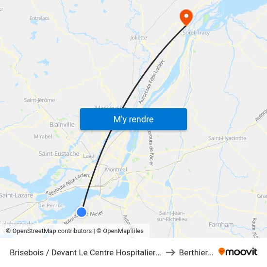 Brisebois / Devant Le Centre Hospitalier A-Laberge to Berthierville map