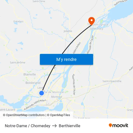 Notre-Dame / Chomedey to Berthierville map