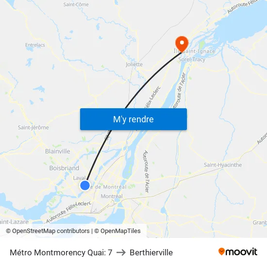 Métro Montmorency Quai: 7 to Berthierville map