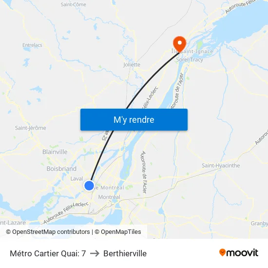 Métro Cartier Quai: 7 to Berthierville map