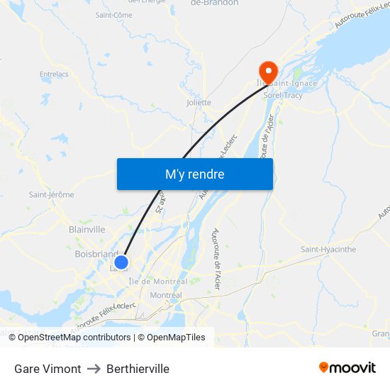 Gare Vimont to Berthierville map