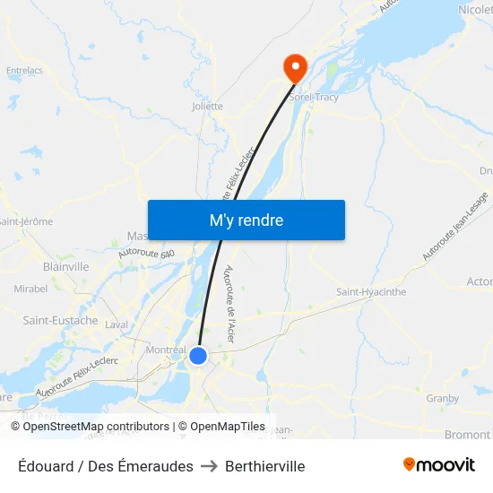 Édouard / Des Émeraudes to Berthierville map