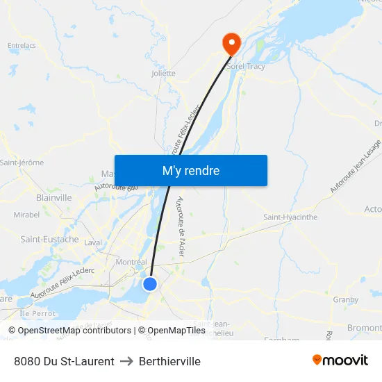 8080 Du St-Laurent to Berthierville map