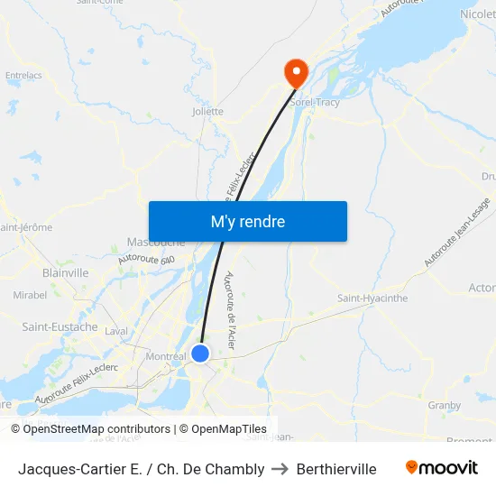 Jacques-Cartier E. / Ch. De Chambly to Berthierville map