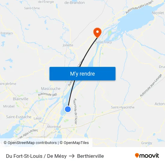Du Fort-St-Louis / De Mésy to Berthierville map