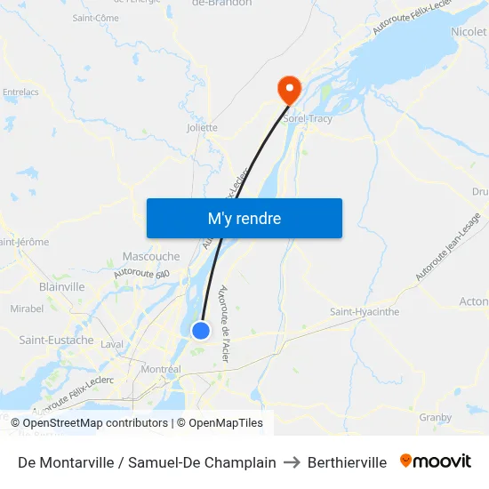 De Montarville / Samuel-De Champlain to Berthierville map